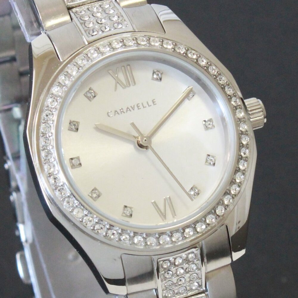 Retro Caravelle Sport Ladies Quartz Watch 154 Austrian Crystals Stainless 28mm - Picture 8 of 13